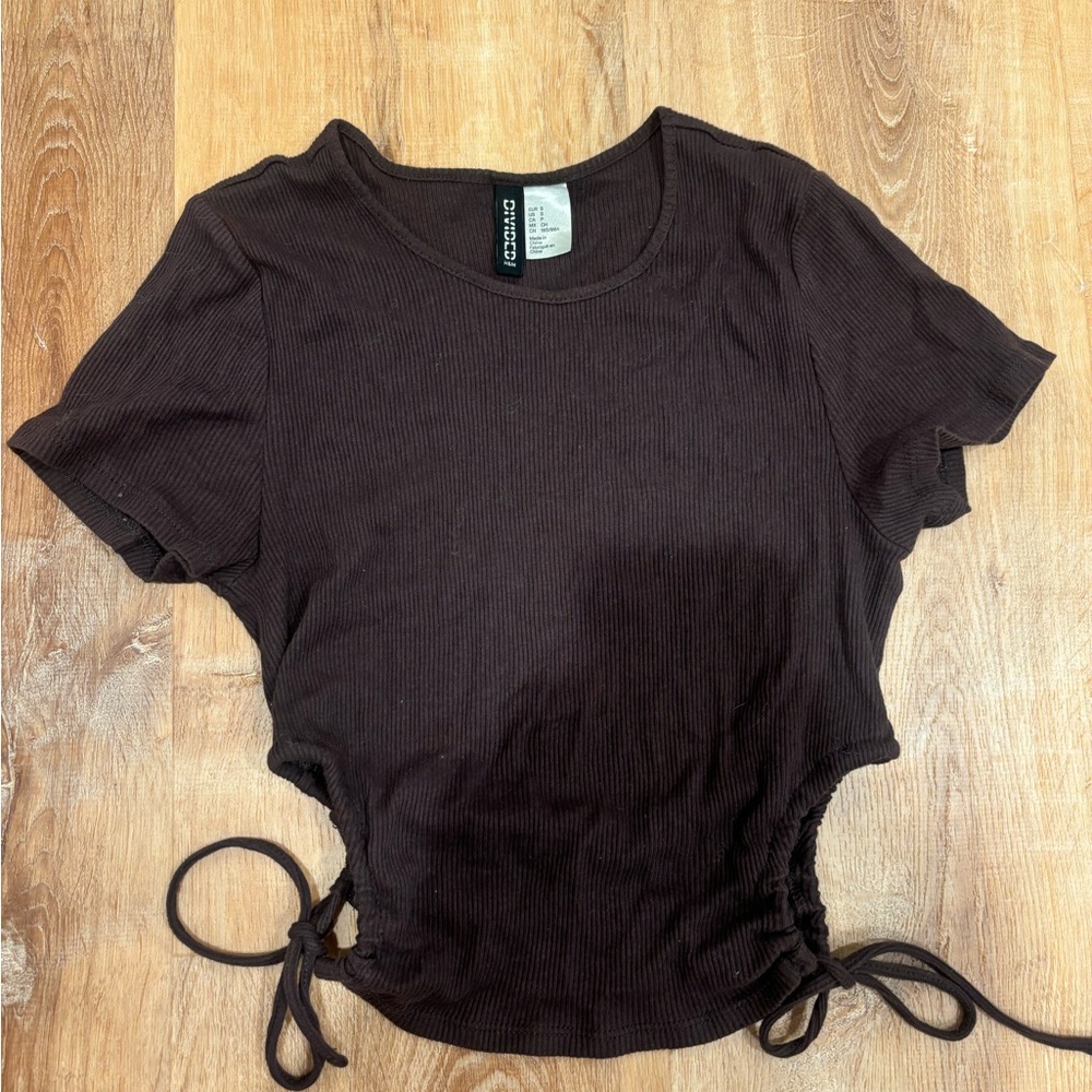 Brown tie crop top